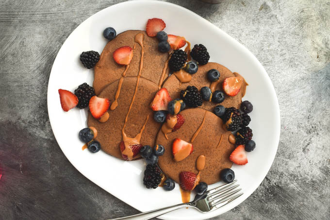 BEST Vegan Chocolate Protein Pancakes Recipe For ONE.