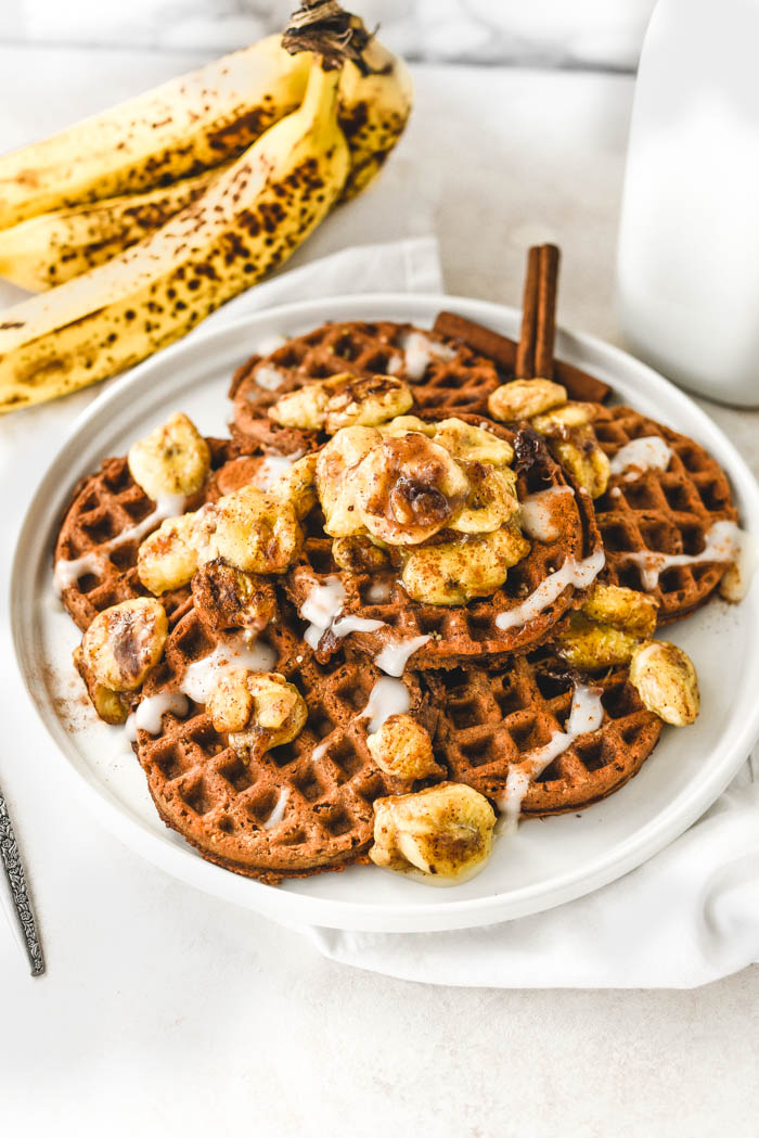 vegan banana oat waffles